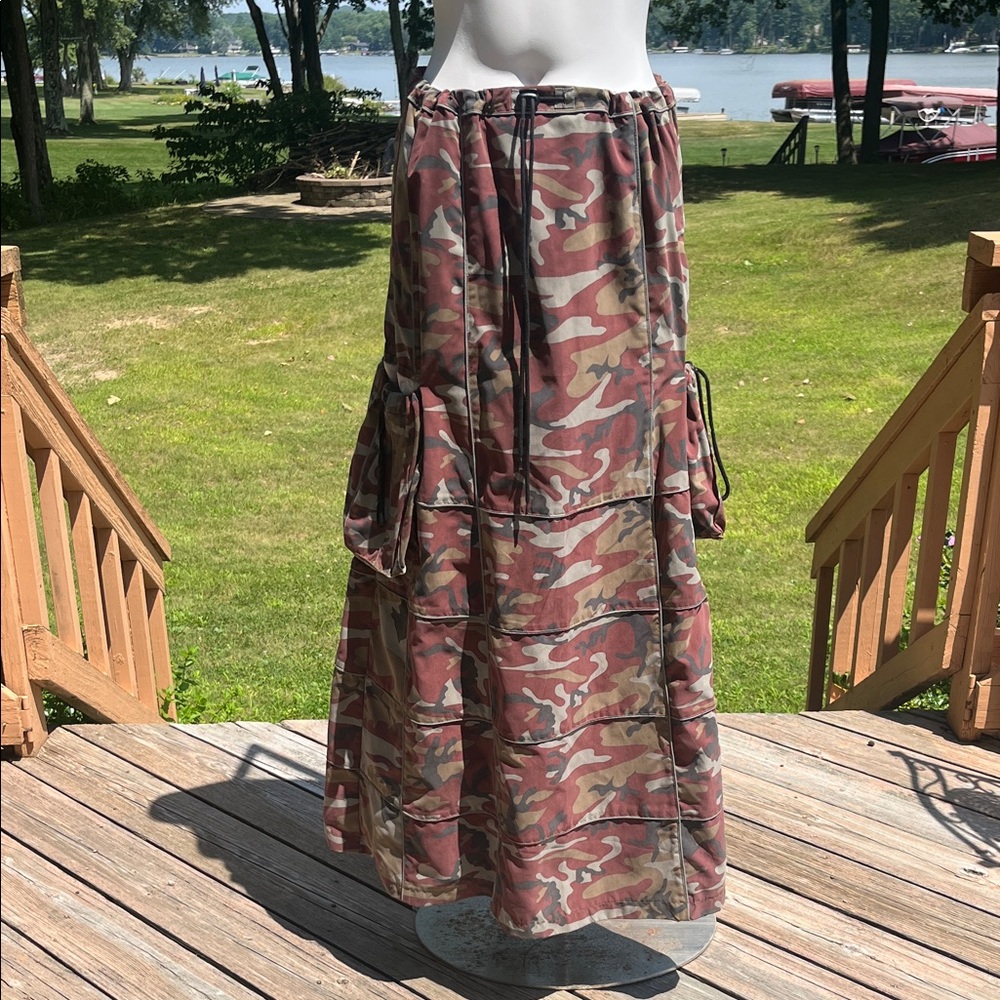 ILLIG Y2K Rave camouflage maxi skirt L